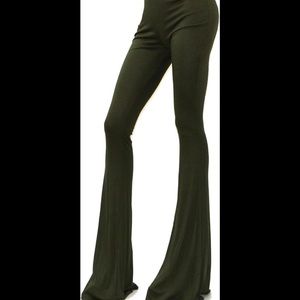 VIBE Bell bottom suede pants - Olive green